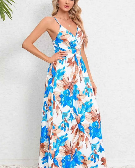 Printed Surplice Maxi Cami Dress