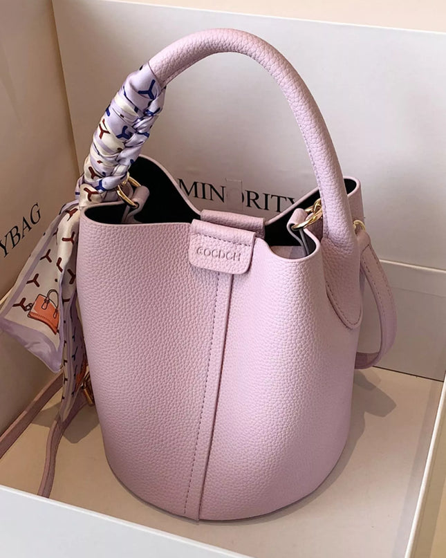 Bucket Crossbody Bag with Scarf Accent