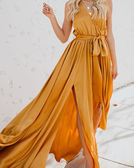 Surplice Tie Waist Maxi Dress