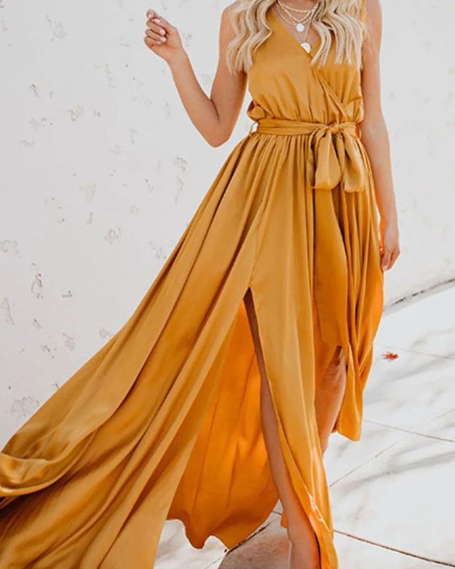 Surplice Tie Waist Maxi Dress