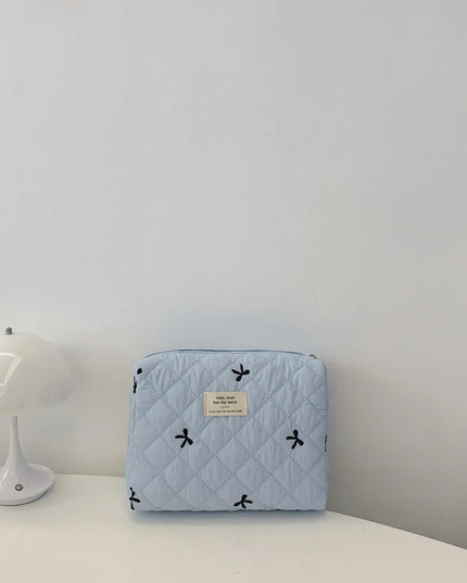 Bow Embroidered Quilted Storage Bag