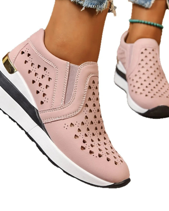 Breathable Cutout Wedge Sneakers 