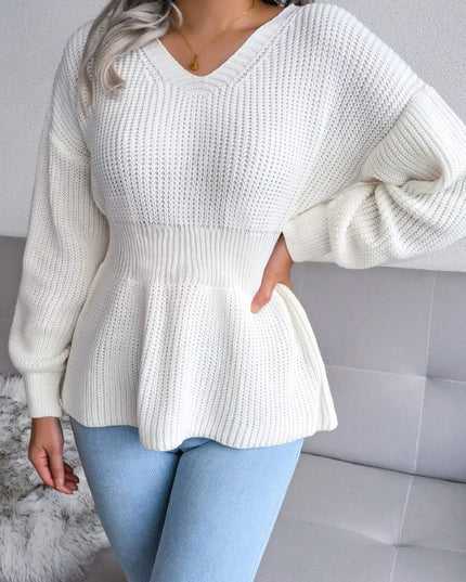 V-Neck Dropped Shoulder Sweater