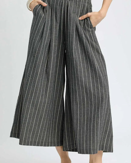 Umgee Pinstripe Crop Palazzo Pants 