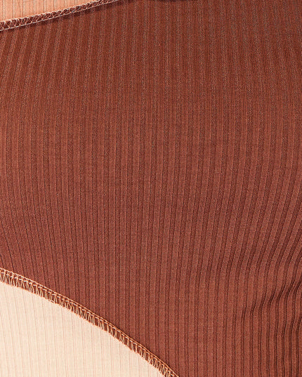 Double Take Color Block Exposed Seam Long Sleeve Top