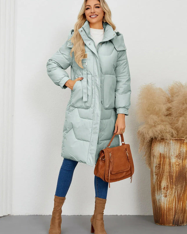 Long Sleeve Longline Hooded Winter Coat