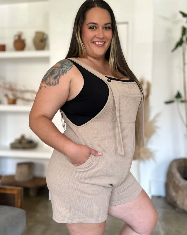 Double Take Full Size Texture Sleeveless Romper