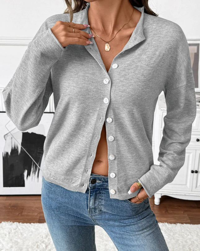 Button-Front Long Sleeve Cardigan