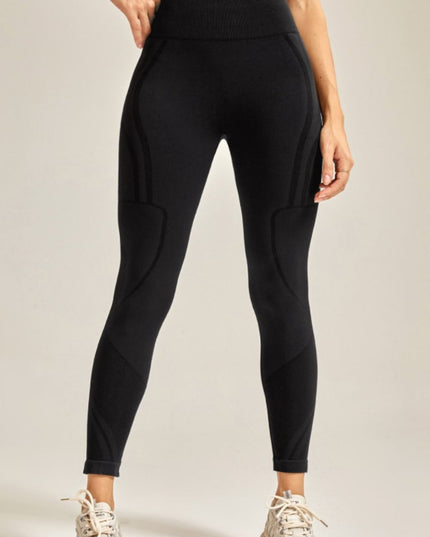 Wide Waistband Long Active Pants Black