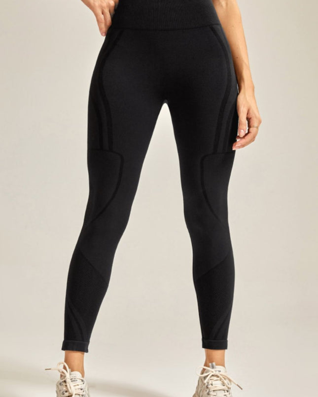 Wide Waistband Long Active Pants Black