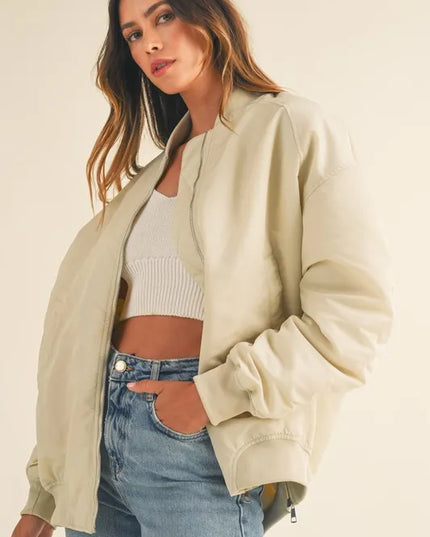 MABLE Back Ruched Utiltiy Bomber Jacket