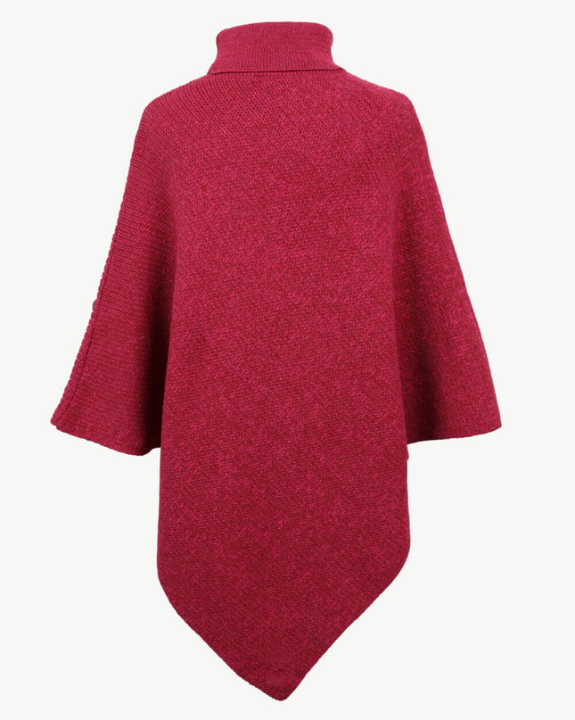 Turtleneck Buttoned Poncho