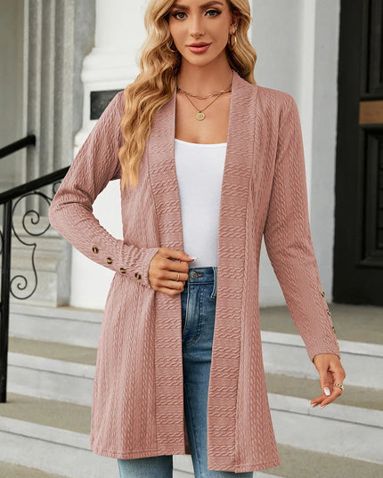 Open Front Long Sleeve Cardigan Dusty Pink