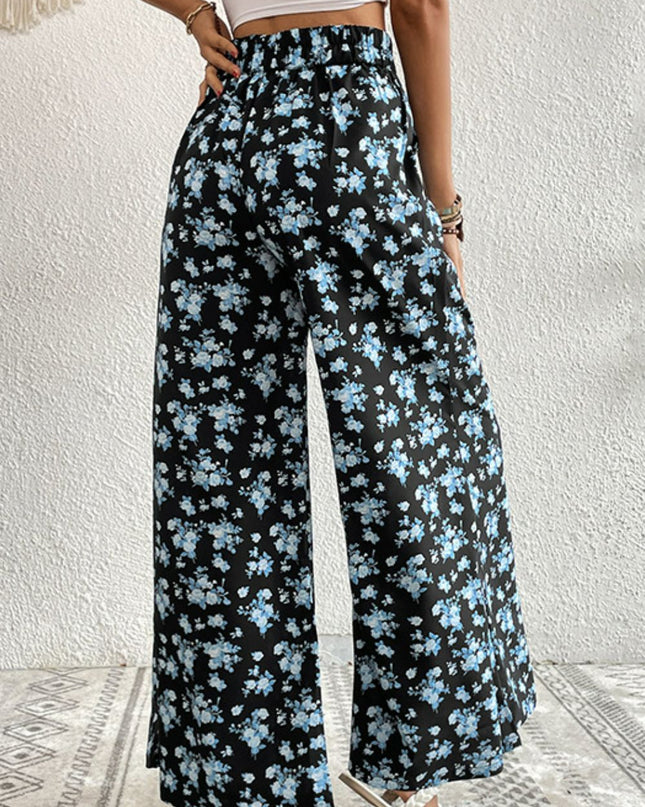Perfee Floral Pocket Culottes 