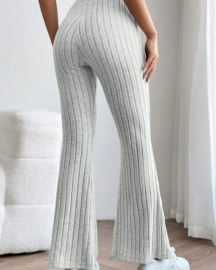 Basic Bae Full Size Ribbed High Waist Flare Pants