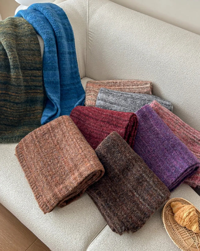 Striped Detail Knit Scarf