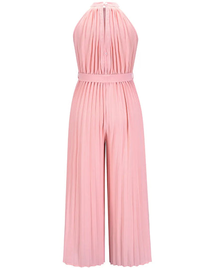Cutout Tied Pleated Sleeveless Jumpsuit