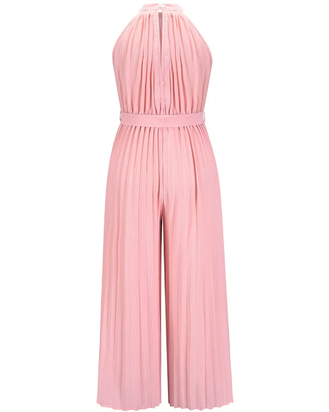 Cutout Tied Pleated Sleeveless Jumpsuit