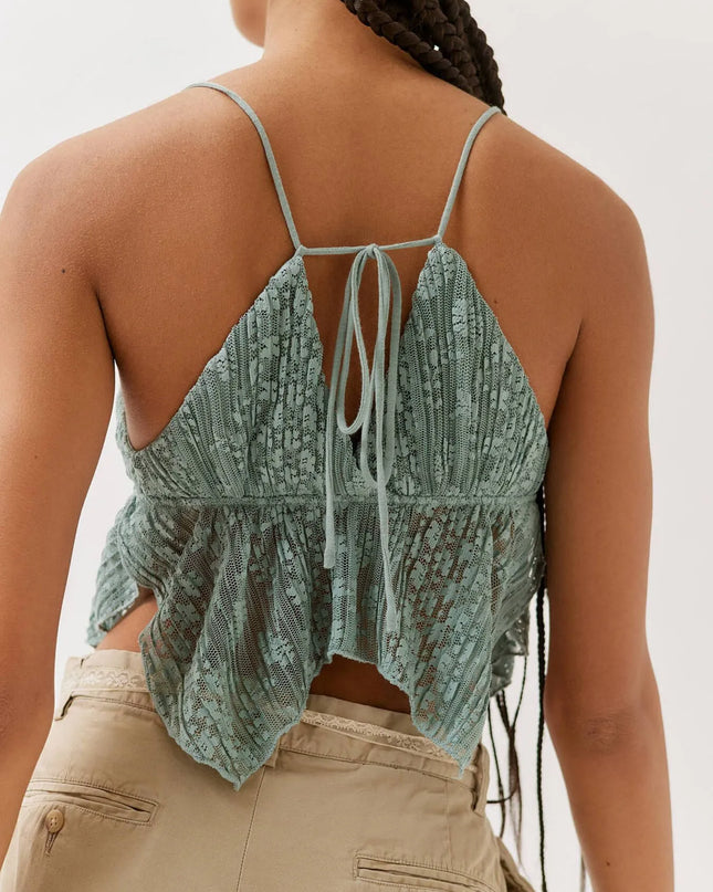 Lace Cropped Cami with Flowy Hem