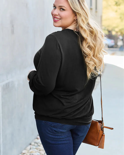 Basic Bae Full Size V-Neck Lantern Sleeve Top