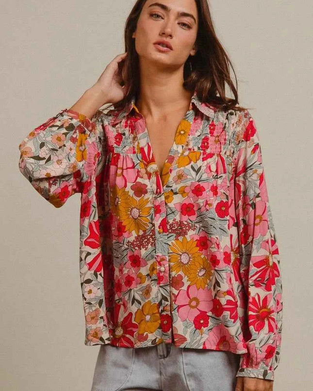 BiBi Woven Floral Printed Shirt Top