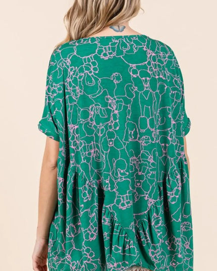 Mittoshop Abstract Print Round Neck Short Sleeve Top