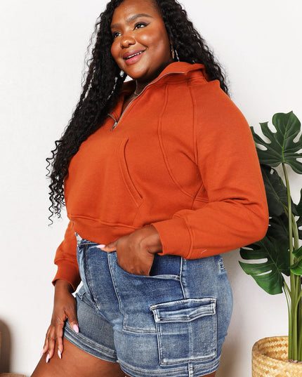 Double Take Half-Zip Long Sleeve Hoodie