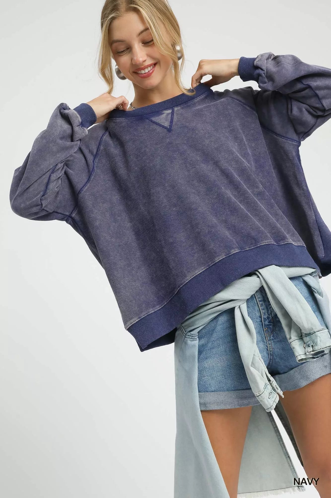 Umgee Mineral Wash French Terry Sweatshirt