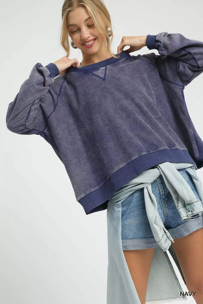 Umgee Mineral Wash French Terry Sweatshirt