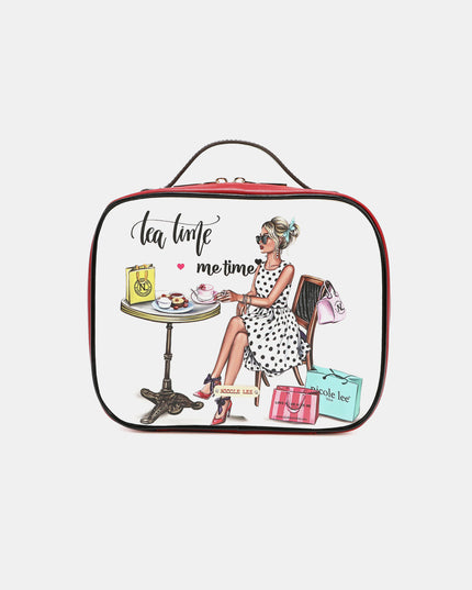 Nicole Lee USA Printed Handbag with Three Pouches Tea Time Me Time One Size
