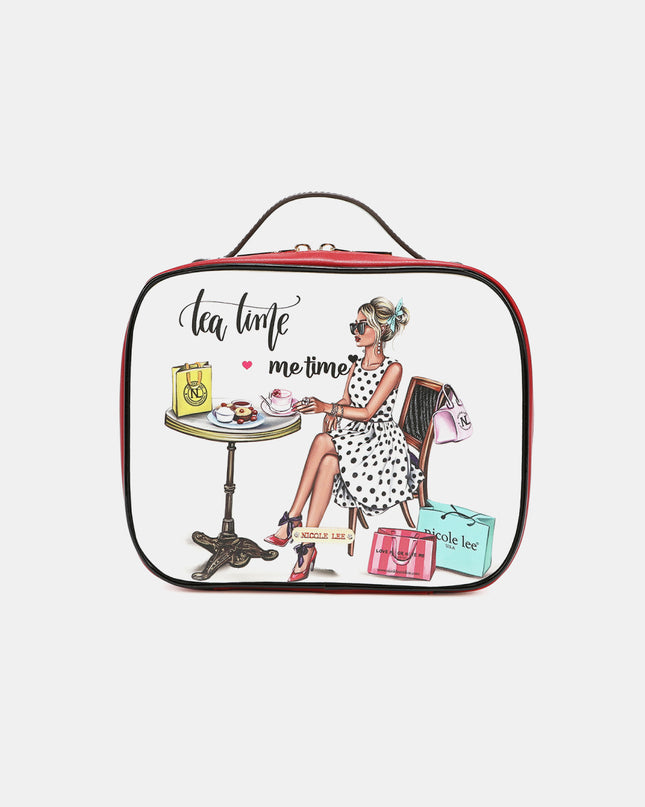 Nicole Lee USA Printed Handbag with Three Pouches Tea Time Me Time One Size