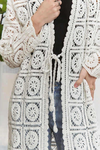 ADORA Long Sleeves Crochet Elastic Cardigan