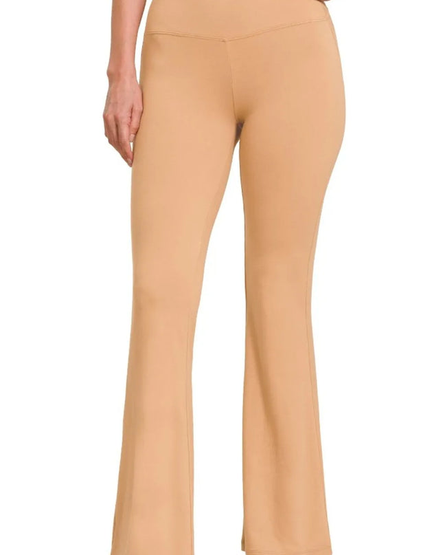 Zenana Buttery Soft Flare Leg High Waist Yoga Pants DK BRUSH