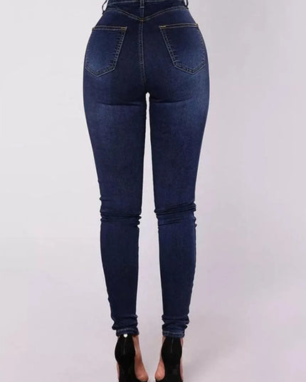 Full Size High-Waisted Double-Breasted Skinny Jeans Plus Size