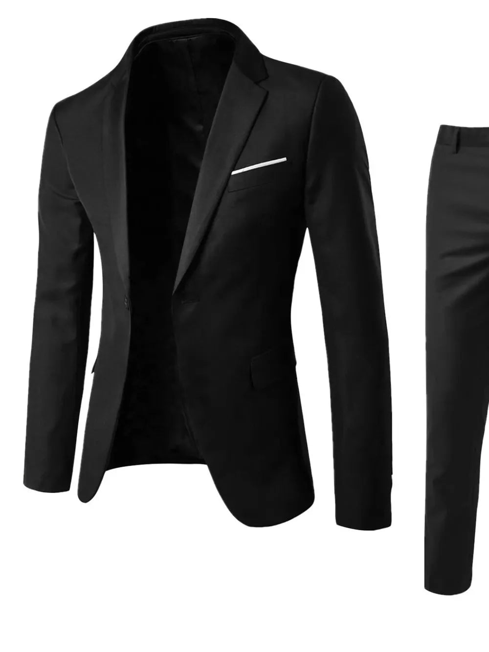 Men's Full Size Slim Fit One Button Top and Pants Two-Piece Blazer Set Plus Size Black