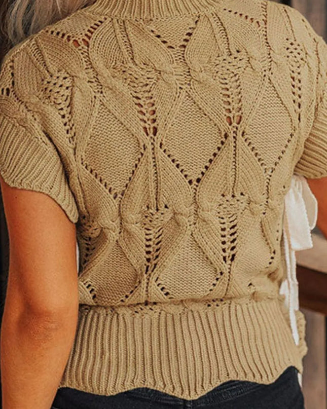 Openwork Turtleneck Sweater Vest