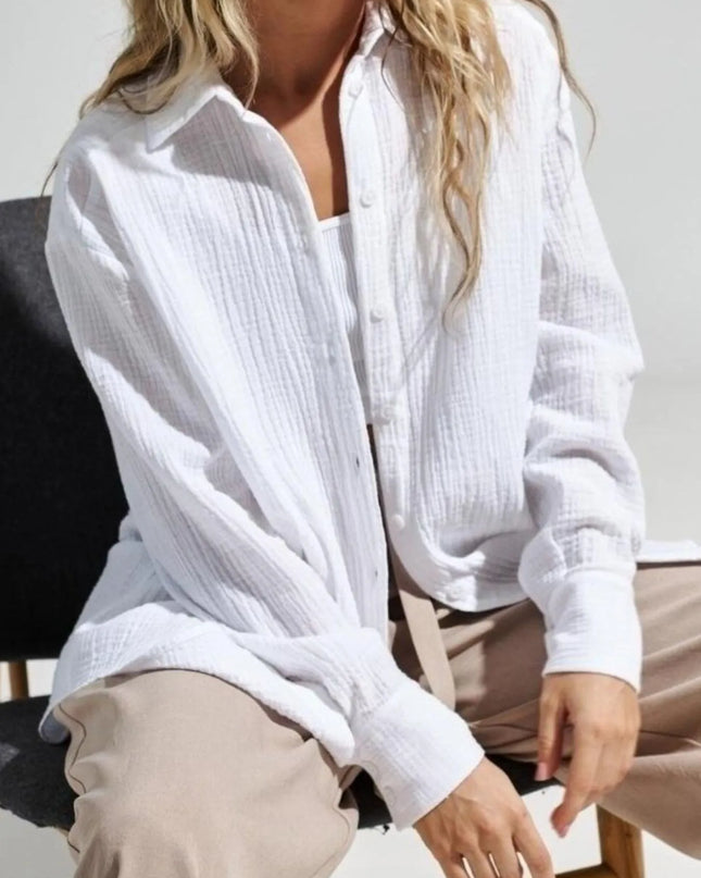 Button Up Long Sleeve Texture Shirt