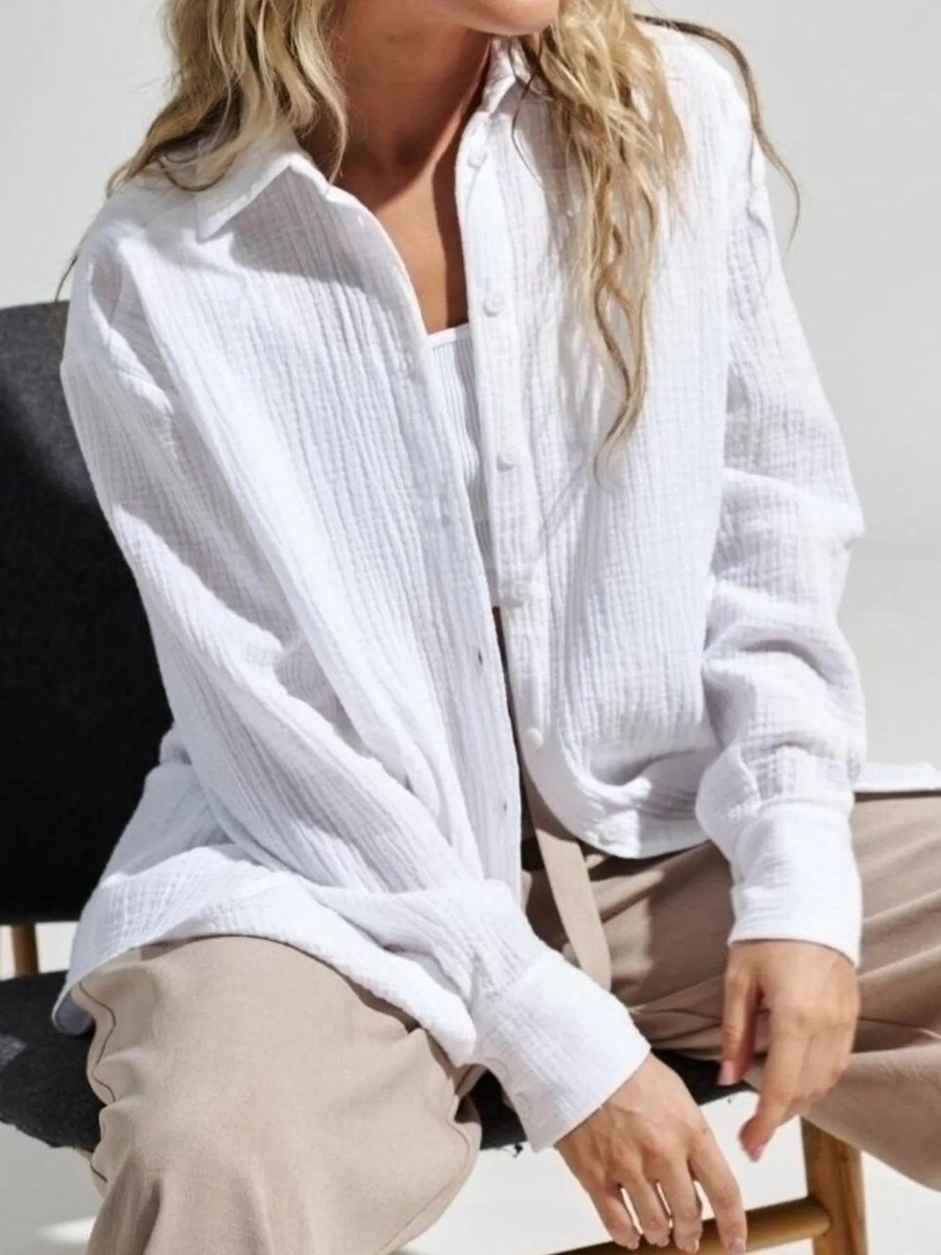 Button Up Long Sleeve Texture Shirt