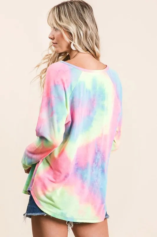 BiBi Long Sleeve Tie-Dye Terry T-Shirt