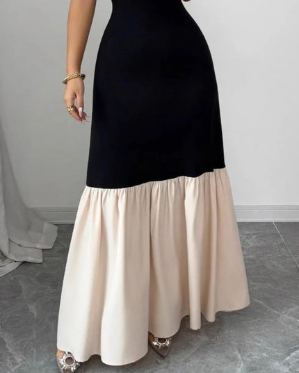 Two-Tone Spaghetti Strap Maxi Dress