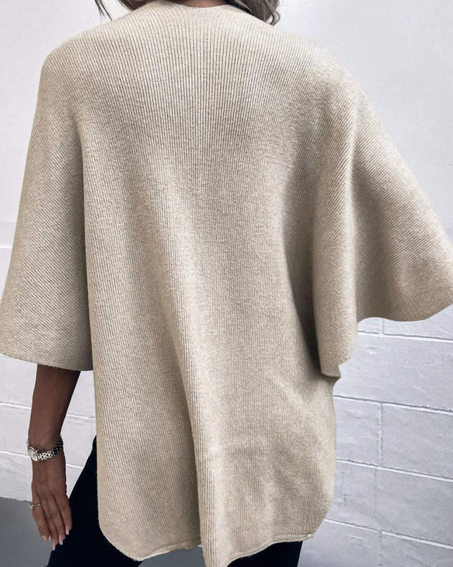 Surplice Neck Pom-Pom Trim Poncho