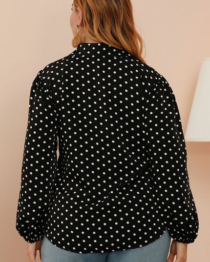 Plus Size Polka Dot Balloon Sleeve Shirt