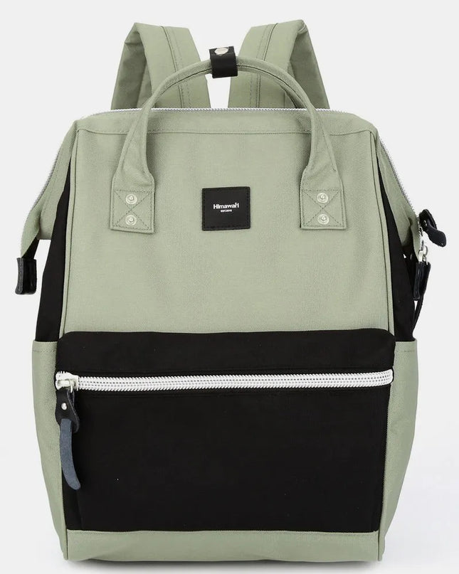 Himawari Water Resistant Canvas Backpack Bag with Side Pockets Sage Black One Size