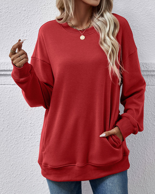 Dropped Shoulder Sweatshirt with Pockets