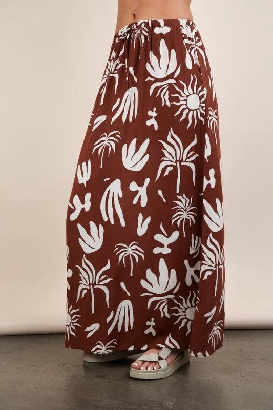 VERY J Printed Resort Midi Skirt
