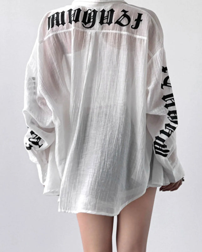 Button-Up Long Sleeve Oversized Shirt 