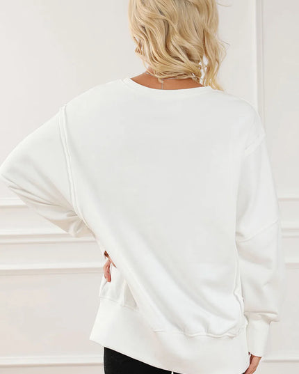 Exposed Seam High-Low Long Sleeve Sweatshirt