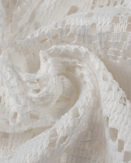 Lace Crochet Hollowed Scallop Hem V Neck Blouse