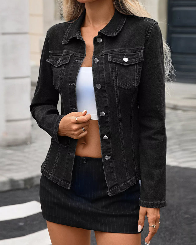 Button Up Long Sleeve Denim Jacket