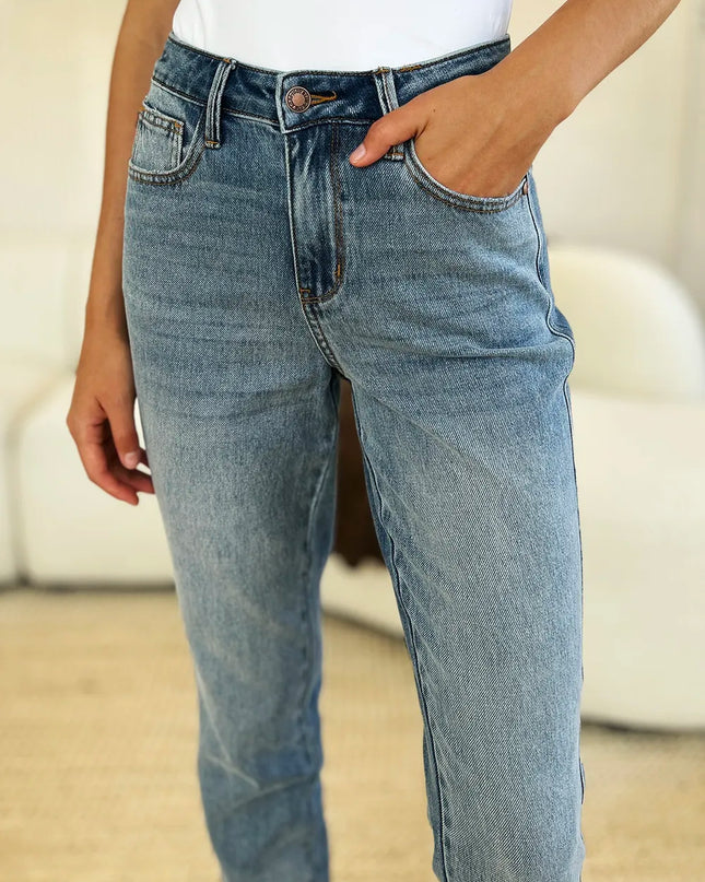 Judy Blue Full Size Mid Rise Rigid Magic Release Hem Jeans